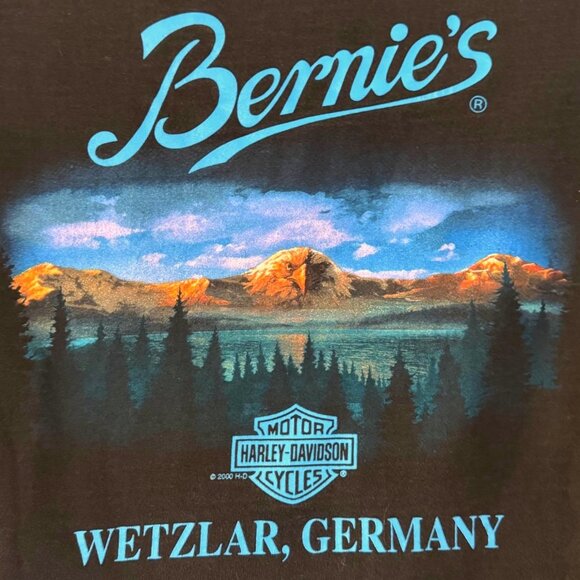 Vintage Harley-Davidson Black XL Bernies Wetzlar Germany Graphic Tee - Picture 3 of 6